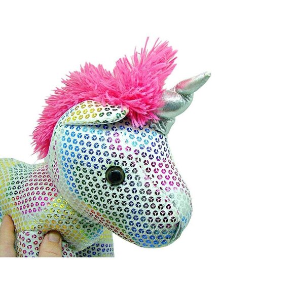 Dan Dee Rainbow Sparkle Glitter Unicorn Plush Stuffed Animal Toy Security 11” - Picture 4 of 11